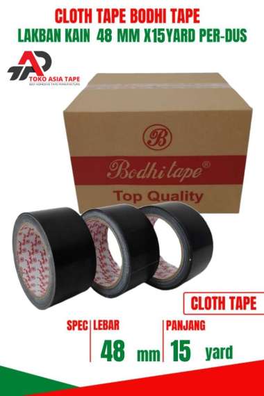 LAKBAN KAIN HITAM / CLOTH TAPE 48MM x 15YARD BODHI TAPE 1 DUS Hitam