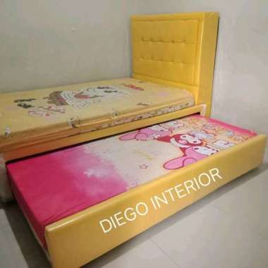 Divan dipan sorong 2in1 Rangka tempat tidur susun untuk kasur matras dan springbed atas 160 bawah 12