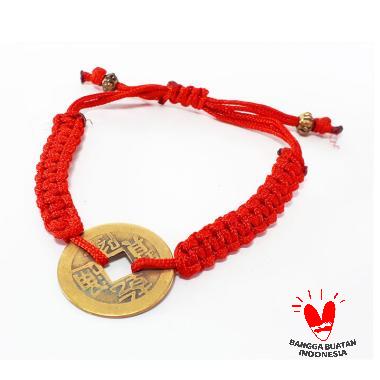 Vee Koin Cina Satu Mata Tali Gelang Keberutungan Unisex KUNING