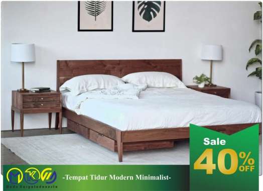 Dipan Minimalis Modern Tempat Tidur Kayu Jati Dewasa 4 Laci 120 X 200