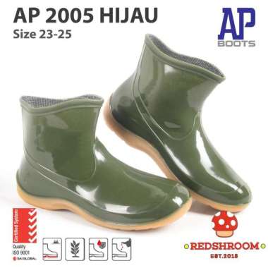 Sepatu Boot Pendek AP BOOTS 2005 HIJAU GLOSSY FASHION WANITA KEBUN 23