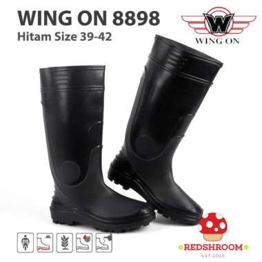 Sepatu Boot Tinggi Wing On 8898 Hitam Perikanan Perairan Pabrik 42