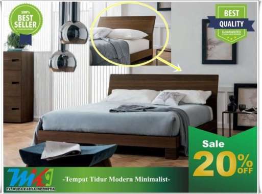 Tempat tidur ranjang murah kayu jati minimalis MKI Furniture 180 x 200