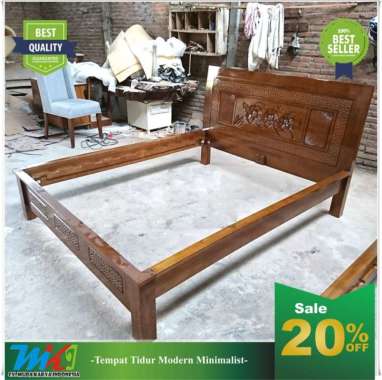 Ranjang tempat tidur kayu jati rangka divan minimalis harga murah 140 x 200
