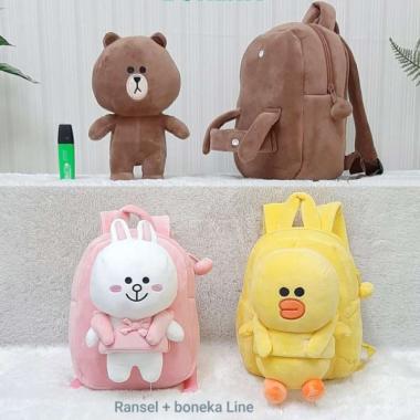 Tas Ransel Line Brown/Sally/Bebek/cony/Tasanak/Tassekolah/hadiah/lucu Multicolor