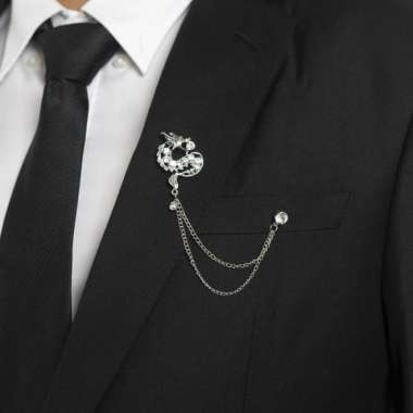 Houseofcuff lapel pin brooch bros untuk jas RANTAI SILVER GG