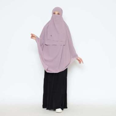 Allev French Khimar Isnaeni Double Layer V-Shape Free Cadar Bandana - Ungu Semua Ukuran