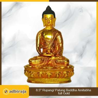 Rupang Patung Arca Buddha Amitabha Amitofo Kuningan 8,5" Full Gold