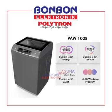 Polytron Mesin Cuci 1 Tabung 10KG PAW 1028Y / ZEROMATIC PAW 1028 Y
