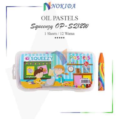 Nokida Pensil Krayon 12 Warna Squeezy OP-SQ12W - Oil Pastel 12 Color - Crayon 12 Colour - Peralatan