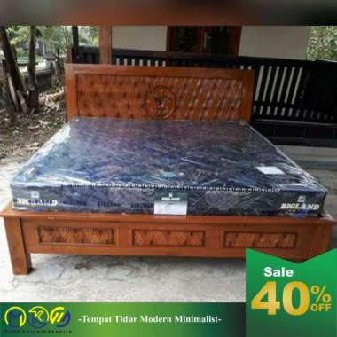 MKI Furniture Dipan Ranjang Minimalis Kayu Jati 180 x 200 cm