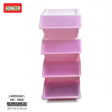 Storage Box HONGTA - Storage Box Penutup Swing Elegan Warna Random HD 3006 Medium