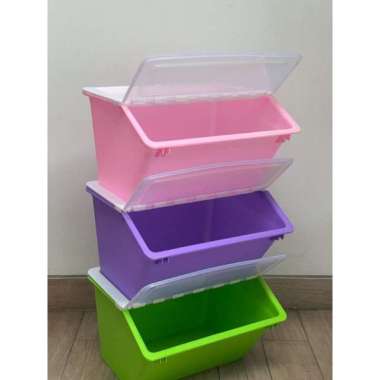 Storage Box HONGTA - Storage Box Penutup Swing Elegan Warna Random HD 3007 Large