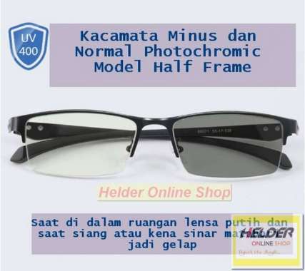Kacamata Normal dan Minus Lensa Photochromic model Half Frame -150