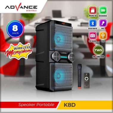 ADVANCE K8D SPEAKER MEETING PORTABLE DUAL 8 INCH BLUETOOTH MIC WIRELESS