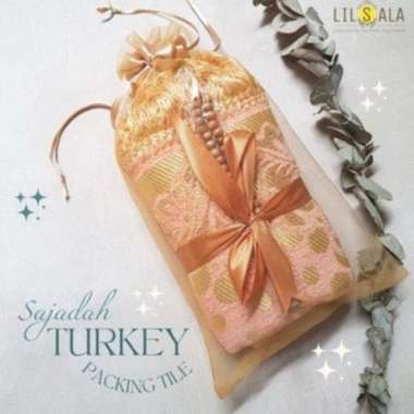 [TARM] Sajadah Turki Packing Tile Serut Free Tasbih Kayu ASD KLF AR ARF AQS CRTG KLF BIRU