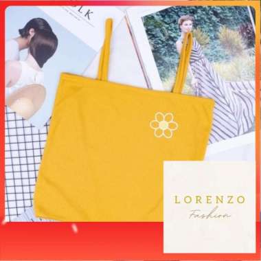 Tank Top Korea Wanita Tank Top Crop Tank Top Flower Kuning