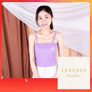 Tank Top Korea Wanita Tank Top Crop Tank Top Flower Ungu
