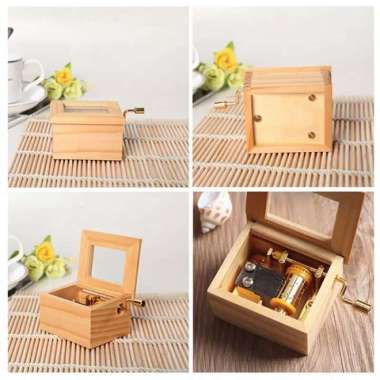 Wooden Music Box Vintage Kotak Musik Happy Birthday Kado Unik Frozen