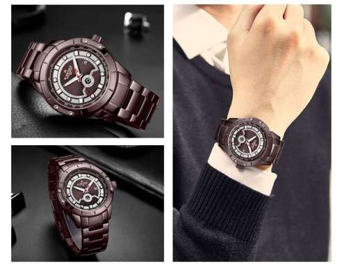 Naviforce Original NF-9166 D45mm Jam Tangan PRIA Fitur Tanggal Aktif Lengkap Box dan Garansi Bonus B