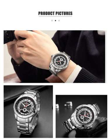 Naviforce Original NF-9166 D45mm Jam Tangan PRIA Fitur Tanggal Aktif Lengkap Box dan Garansi Bonus B