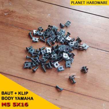 Baut body motor yamaha klip+skrup M5 5x16 baut body motor yamaha 1 set baut body motor yamaha mio sporty