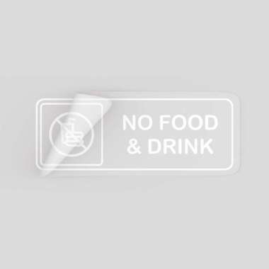 Stiker No Food And Drink - Dilarang Membawa Makanan - Stiker Dinding Putih