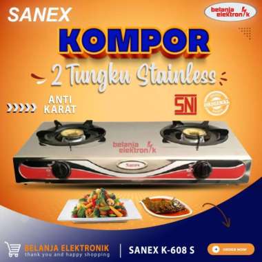 KOMPOR GAS 2 TUNGKU SANEX K-608S STAINLESS STEEL