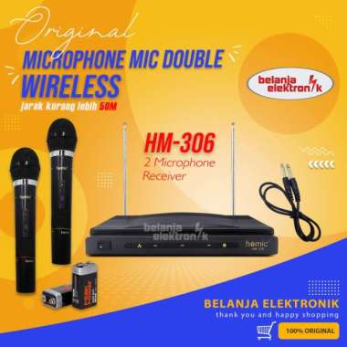 MIC MICROPHONE DOUBLE WIRELESS HOMIC HM-306 ORIGINAL