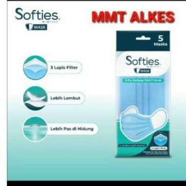 Masker Softies Daily 3 ply masker sachet isi 5 Softies Earloop