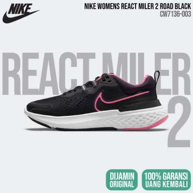 Nike React Miler 2 Road [CW7136-003] Black Womens Original BNIB - Sepatu Lari Wanita 38