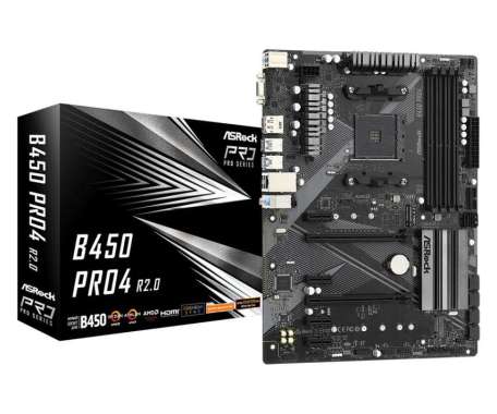 ASRock B450 PRO4 R2.0 Motherboard ATX AMD AM4 DDR4