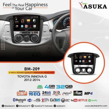 Head Unit Android 9 Inch Premium Sound Quality OEM Toyota Innova G 2012-2014 Asuka BM-209
