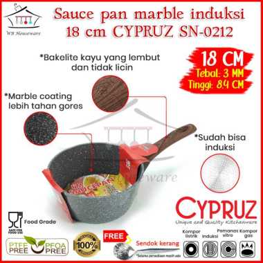panci penggorengan marble induksi 18cm / sauce pan CYPRUZ SN-0212
