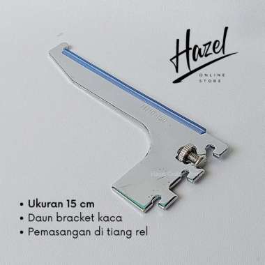 Hazel OS Daun Bracket Kaca 15 Cm Siku Braket Besi Penyangga Rak Dinding SKC