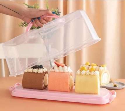 Cake Container Wadah Tempat Roti Tawar Kue Cupcake Storage Box Panjang