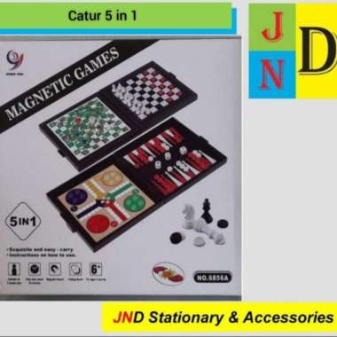 Mainan 5 in 1 catur, ular tangga, halma, ludo, checker Multicolor