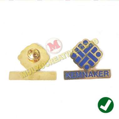 Bros Logo Full Logam - Pin Kemnaker Pengait Magnet Jarum - Biru, Jarum Mulyocreative