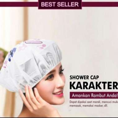 shower cup kepala plastik penutup kepala mandi karakter topi mandi