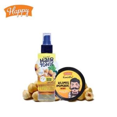[PAKET HEMAT] Happy Pomade Klimis Wax Based & Happy Hair Tonic Kemiriku