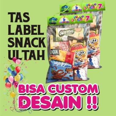 Tas Label Ultah Jajan Snack Plastik Ulang Tahun Model Custom Uk 20X30