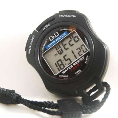 QnQ Stopwatch Digital Hitam HS47J001Y Original