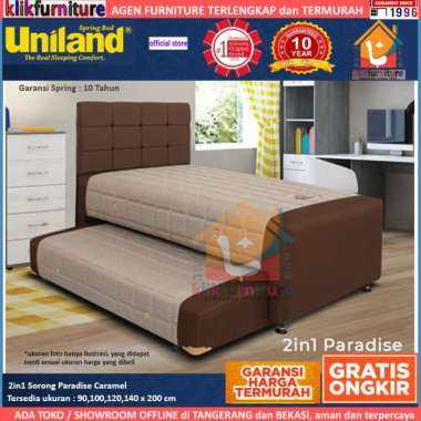 2in1 Anak Ranjang Sorong Paradise CARAMEL Uniland Springbed Set 120x200cm