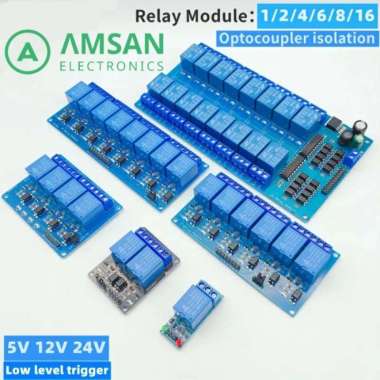 Modul Relay 1 2 4 6 8 16 Channel DC 5V 12V 24V With Optocoupler 10A 5V 4Channel