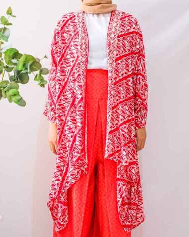 SETELAN BATIK WANITA ONE SET BATIK WANITA OUTER BERLENGAN WANITA ATASAN WANITA CARDIGAN WANITA CELAN