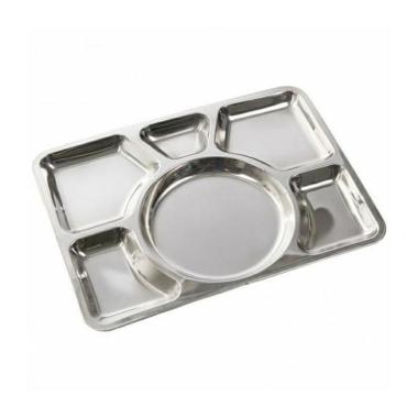 OEM 6 Segi Plato Stainless Nampan Ompreng Rumah Sakit Sekat SILVER