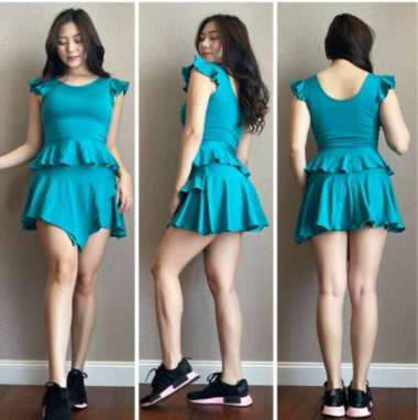 Setelan Crop rumbai-Rok model rumbai untuk senam aerobik line dance zumba yoga gym fitness Tosca