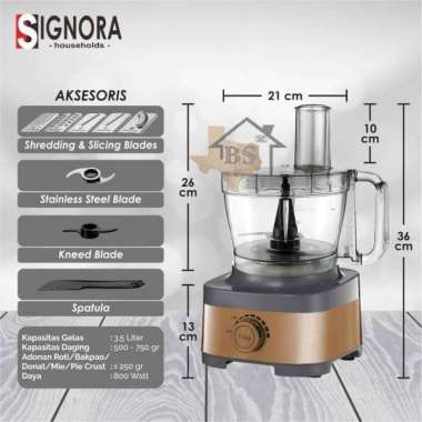 SIGNORA FOOD PROCESSSOR WITH CUBIC CUTTER/ ALAT PEMOTONG/ MIXER FOOD