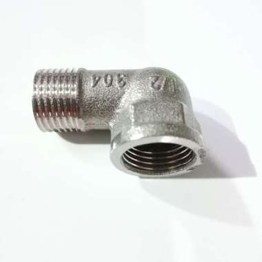 neple knee sambung drat luar dalam 1/2inchi stanless