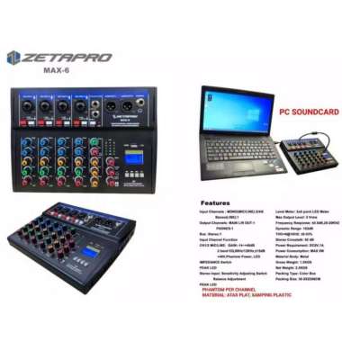 Mixer Audio Zetapro 4 Channel Max 4 USB Rec Bluetooth Original